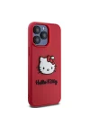 Apple iPhone 15 Pro Kılıf Hello Kitty Orjinal Lisanslı Yazı ve İkonik Logolu 3D Rubber Kitty Head Kapak