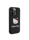 Apple iPhone 15 Pro Kılıf Hello Kitty Orjinal Lisanslı Yazı ve İkonik Logolu 3D Rubber Kitty Head Kapak