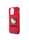 Apple iPhone 15 Pro Kılıf Hello Kitty Orjinal Lisanslı Yazı ve İkonik Logolu 3D Rubber Kitty Head Kapak