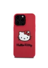 Apple iPhone 15 Pro Kılıf Hello Kitty Orjinal Lisanslı Yazı ve İkonik Logolu 3D Rubber Kitty Head Kapak