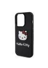 Apple iPhone 15 Pro Kılıf Hello Kitty Orjinal Lisanslı Yazı ve İkonik Logolu 3D Rubber Kitty Head Kapak