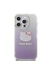 Apple iPhone 15 Pro Kılıf Hello Kitty Orjinal Lisanslı Yazı ve İkonik Logolu Elektroplating Kaplama Gradyan Kapak