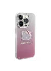 Apple iPhone 15 Pro Kılıf Hello Kitty Orjinal Lisanslı Yazı ve İkonik Logolu Elektroplating Kaplama Gradyan Kapak