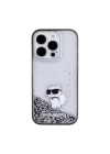 Apple iPhone 15 Pro Kılıf Karl Lagerfeld Choupette Sıvılı Glitter Orjinal Lisanslı Kapak