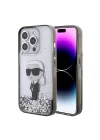 Apple iPhone 15 Pro Kılıf Karl Lagerfeld İkonik Sıvılı Glitter Orjinal Lisanslı Kapak