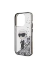 Apple iPhone 15 Pro Kılıf Karl Lagerfeld İkonik Sıvılı Glitter Orjinal Lisanslı Kapak