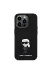 Apple iPhone 15 Pro Kılıf Karl Lagerfeld Silikon İkonik Metal Logo Orjinal Lisanslı Kapak