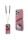 Apple iPhone 15 Pro Max Kılıf Hello Kitty Orjinal Lisanslı Askılı Yazı ve İkonik Logolu Daydreaming Kapak