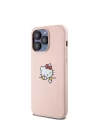 Apple iPhone 15 Pro Max Kılıf Hello Kitty Orjinal Lisanslı Magsafe Şarj Özellikli Baskı Logolu Uyuyan Kitty Deri Kapak