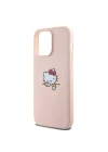 Apple iPhone 15 Pro Max Kılıf Hello Kitty Orjinal Lisanslı Magsafe Şarj Özellikli Baskı Logolu Uyuyan Kitty Deri Kapak