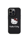 Apple iPhone 15 Pro Max Kılıf Hello Kitty Orjinal Lisanslı Yazı ve İkonik Logolu 3D Rubber Kitty Head Kapak