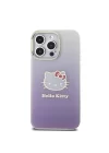 Apple iPhone 15 Pro Max Kılıf Hello Kitty Orjinal Lisanslı Yazı ve İkonik Logolu Elektroplating Kaplama Gradyan Kapak