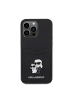 Apple iPhone 15 Pro Max Kılıf Karl Lagerfeld Kartlıklı Metal Logo Orjinal Lisanslı Kapak