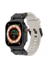 Apple Watch Ultra 49mm Zore KRD-101 Titanyum Metal Başlıklı Silikon Kordon