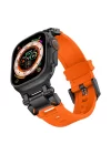 Apple Watch Ultra 49mm Zore KRD-101 Titanyum Metal Başlıklı Silikon Kordon