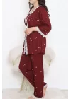 Battal Pegasus Set Pijama Takımı Bordobeyaz - 670.1287.