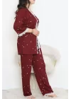 Battal Pegasus Set Pijama Takımı Bordobeyaz - 670.1287.