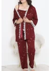 Battal Pegasus Set Pijama Takımı Bordobeyaz - 670.1287.