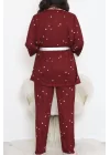 Battal Pegasus Set Pijama Takımı Bordobeyaz - 670.1287.