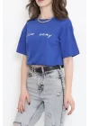 Beli Lastikli Crop Tişört Saks - 16550.1567.