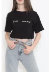 Beli Lastikli Crop Tişört Siyah - 16550.1567.