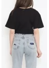 Beli Lastikli Crop Tişört Siyah - 16550.1567.