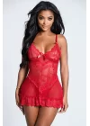 Dantelli Babydoll Gecelik Kırmızı - 3012.1364.