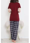 Desenli Pijama Takımı Bordo1 - 15279.1773.