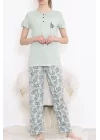 Düğmeli Pijama Takımı Mint - 704.1287.