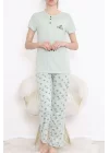 Düğmeli Pijama Takımı Mintlaci - 704.1287.