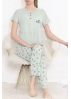 Düğmeli Pijama Takımı Mintlaci - 704.1287.