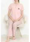 Düğmeli Pijama Takımı Pembe - 704.1287.