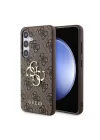 Galaxy S24 Plus Kılıf Guess Orjinal Lisanslı PU Deri Yazı ve 4G Metal Logolu Desenli Kapak