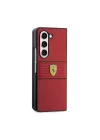 Galaxy Z Fold 5 Kılıf Ferrari Orjinal Lisanslı PU Deri Metal Logolu Multi Çizgili Kapak