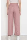 Paça Yırtmaçlı Keten Pantolon Pembe - 15267.1726.