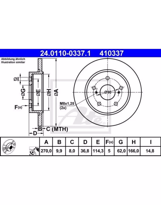 DİSK FREN AYNASI ARKA AD3320 COROLLA D4D AURIS (07-) ABSLİ 1.6 VVTI 1.4 D4D