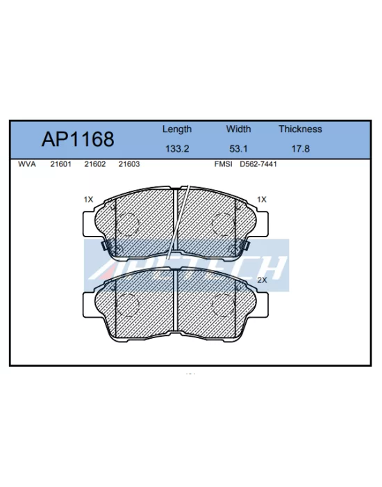 DİSK BALATA ÖN AP1168 COROLLA RAV 4 CAMRY CORONA CARINA (95-)