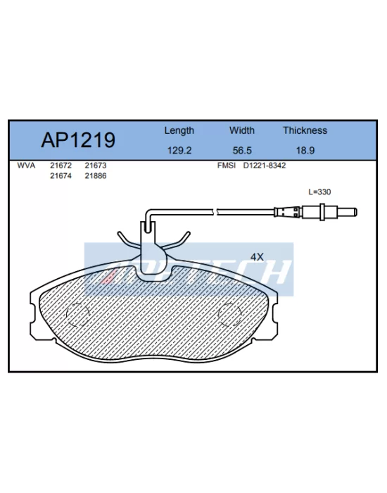 DİSK BALATA ÖN AP1219 P406 2.0 KABLOLU