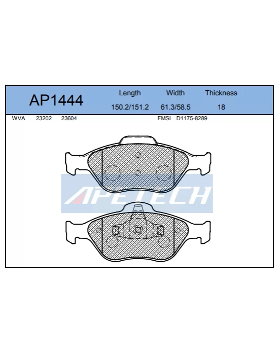 DİSK BALATA ÖN AP1444 FIESTA (00-) ABSLİ FUSION (02-) 1.4TDCI 1.6