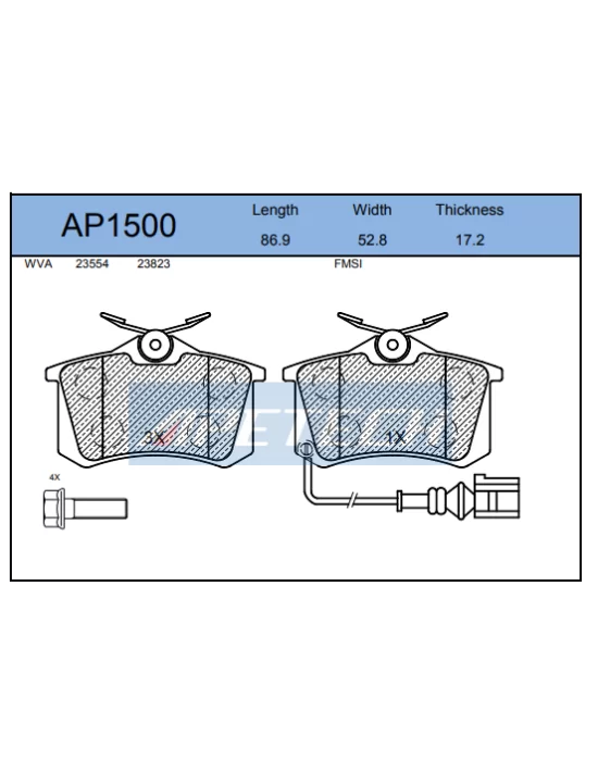 DİSK BALATA ARKA AP1500 (AC605681) POLO (01-) IBIZA-IV 1.2 1.4-16V 1.9 KABLOLU