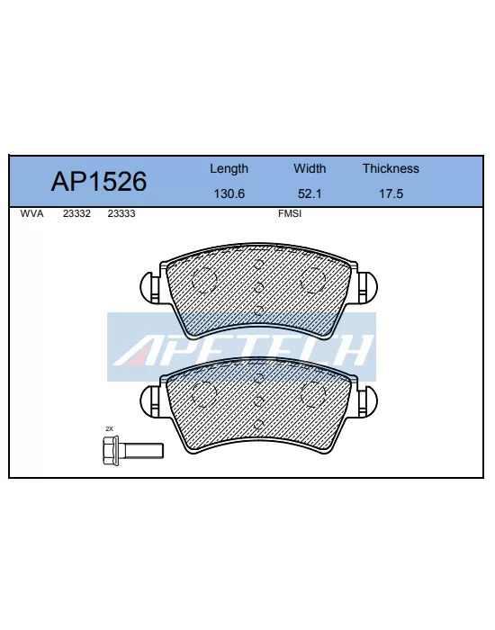 DİSK BALATA ÖN AP1526 P206 (BOY : 52,50)