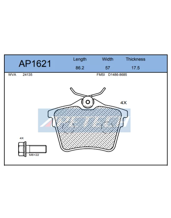 DİSK BALATA ARKA AP1621 P407 1.6 HDI 110HP 2.0 HDI