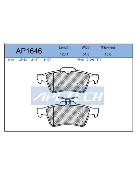 DİSK BALATA ARKA AP1646 FOCUS-II VECTRA-C CMAX (03-) P508 ÜSTTEN YAYLI