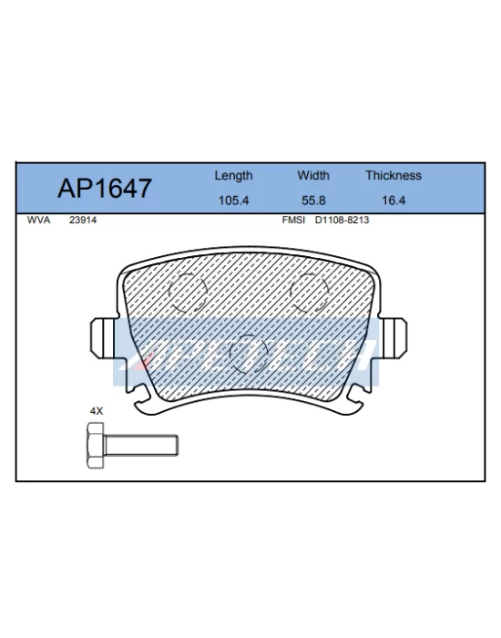 DİSK BALATA ARKA AP1647 VW JETTA Q3 (11-) A6 (06-11) SKODA OCTAVIA (GDB1763)