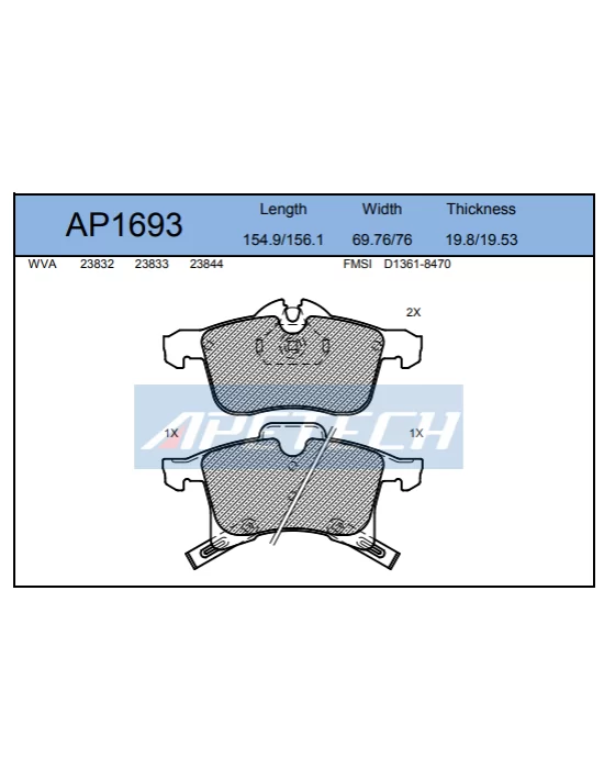 DİSK BALATA ÖN AP1693 ASTRA-H 1.3 CDTI 1.4 1.6 2.0 MERIVA ZAFIRA