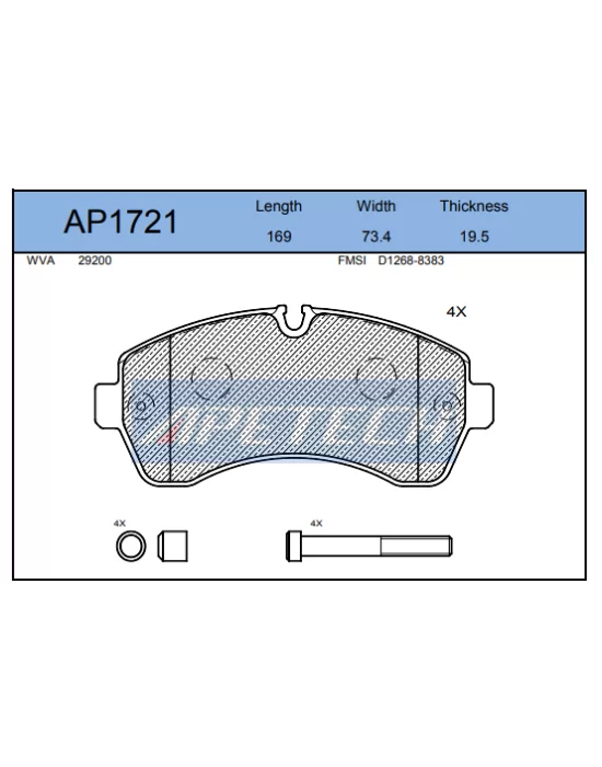 DİSK BALATA ÖN AP1721 CRAFTER LT35 (ÇİFT TEKER) 2.5 TDI 30 50 2.5TDI (06-)