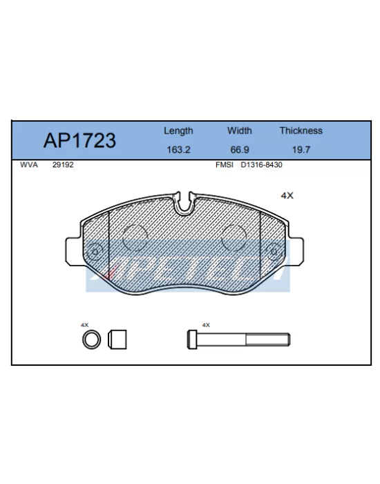 DİSK BALATA ÖN AP1723 CRAFTER LT35 2.5 TDI 30 50 2.5TDI (06-)