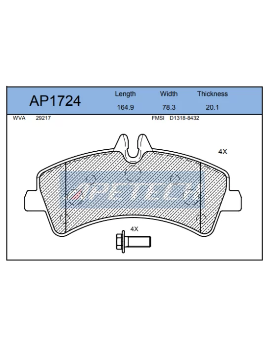 DİSK BALATA ARKA AP1724 CRAFTER LT35 2.5 TDI 30 50 2.5TDI (06-)