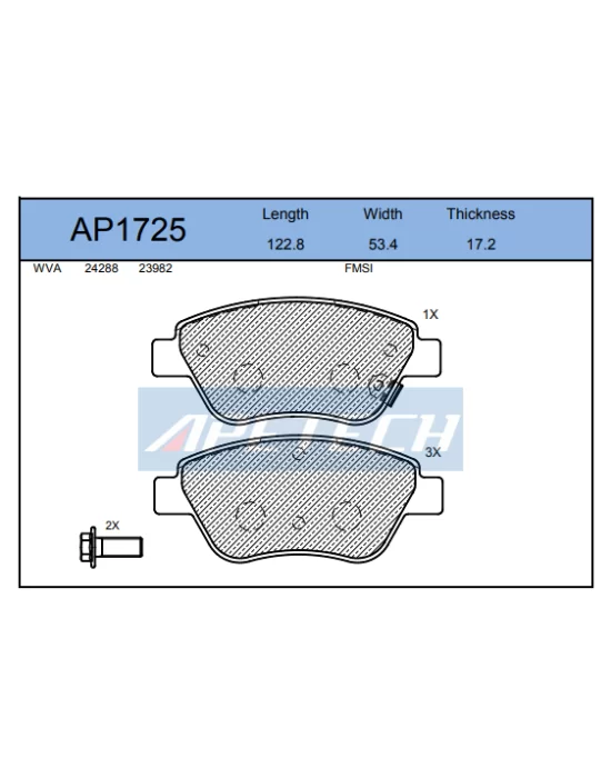 DİSK BALATA ÖN AP1725 CORSA-D 1.3 CDTI 1.4 (06-) İNCE TİP 17,8MM