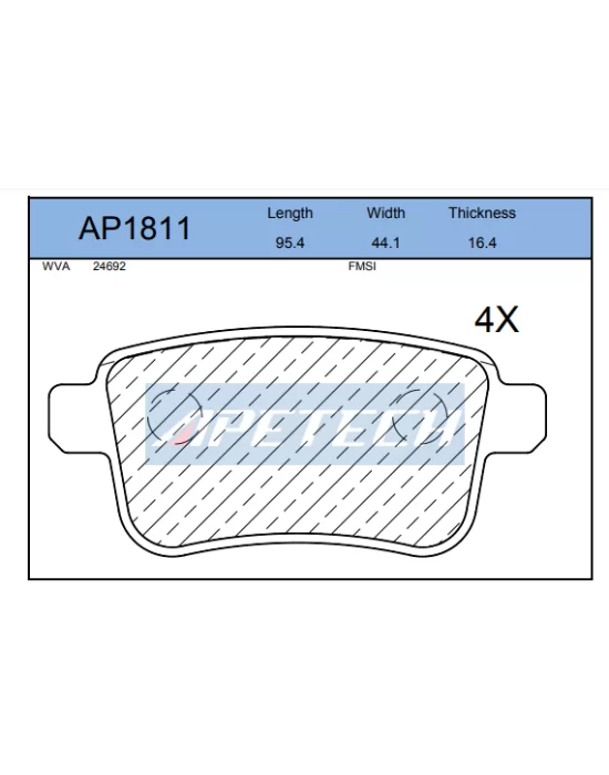 DİSK BALATA ARKA AP1811 KANGO-III 1.5 1.6 (08-) (GDB1786)